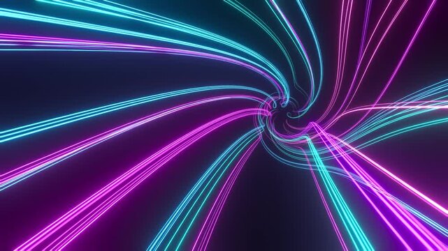 Neon light trails loop looping seamless abstract vortex cyan magenta sweep into a glowing tunnel with dynamic speed and energy for futuristic events technology promotions and immersive backgrounds