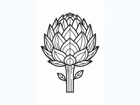 Stylized artichoke icon vector food ingredient graphic design