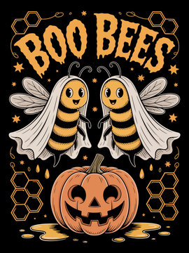 Boo Bees ghost costume bees jack-o-lantern Halloween pun