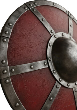 Viking round shield with red and black design