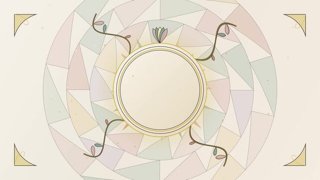 Animated Mandala Frame with Pastel Geometric Patterns and Floral Details