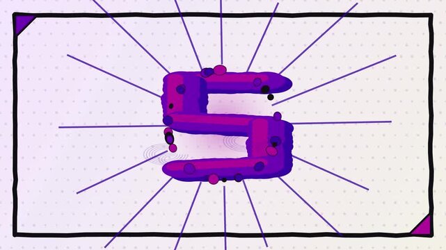 Animated countdown numbers changing colors on a dotted background