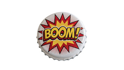 Colorful pop art comic style balloon badge with text boom isolated on transparent background © Ward