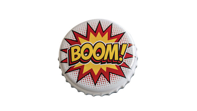 Colorful pop art comic style balloon badge with text boom isolated on transparent background