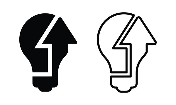 Light bulb arrow up icon vector growth idea development black and white.