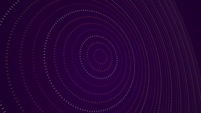 Concentric glowing purple circles forming an expanding tunnel effect with light particles in deep space