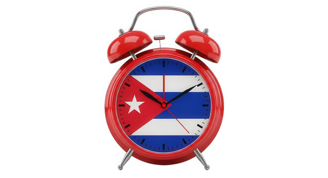 Cuban flag alarm clock icon isolated on transparent background