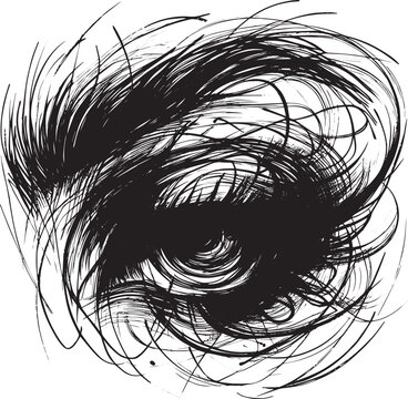 Abstract eye illustration made with black ink lines on white bac