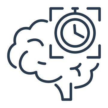 Line Art Brain with Stopwatch Icon for Cognitive Speed Performance