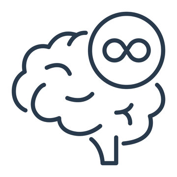 Line Art Brain Icon with Infinity Loop for Cognitive Learning App