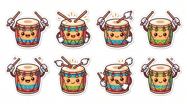 Colorful Dhol Drums with Sticks for Traditional Music and Celebrations