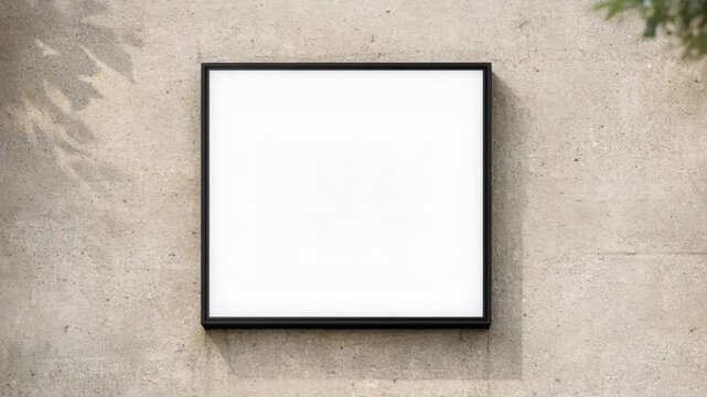 Blank White Frame Mockup on Textured Stone Wall