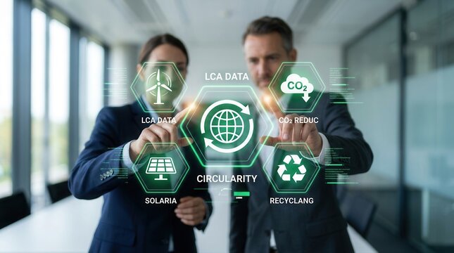 Sustainable product value chain featuring life cycle assessment and positive environmental impact.