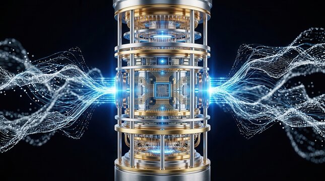 High-tech quantum computer processor for processing massive big data.