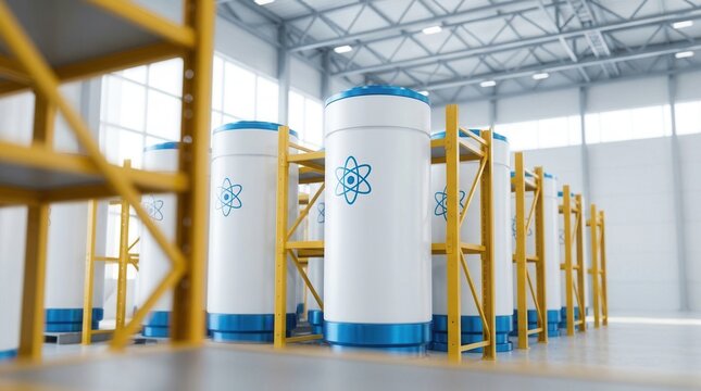 Advanced SMR small modular nuclear reactor modules inside a clean energy plant.