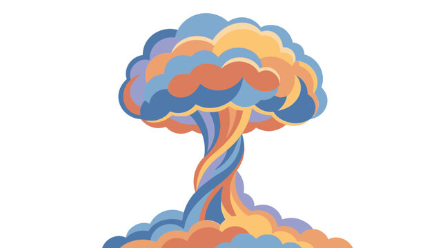 Mushroom cloud explosion vector illustration isolated on white background.