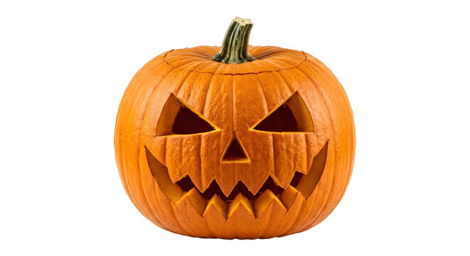 Carved jack o lantern pumpkin with scary face