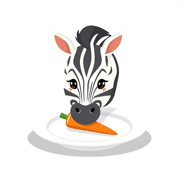 Zebra eating carrot
