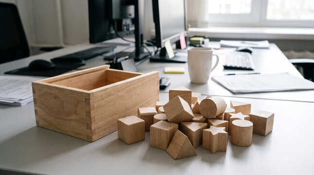 Unsorted Wooden Blocks Tipped Out Beside An Open Box as a Where To Start Metaphor
