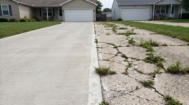Shared Driveway Split Down The Middle Showing Uneven Effort And Responsibility