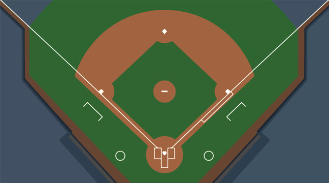 Baseball Field Top View. Sports Field. Outdoor Game. Green Grass. Diamond Layout.