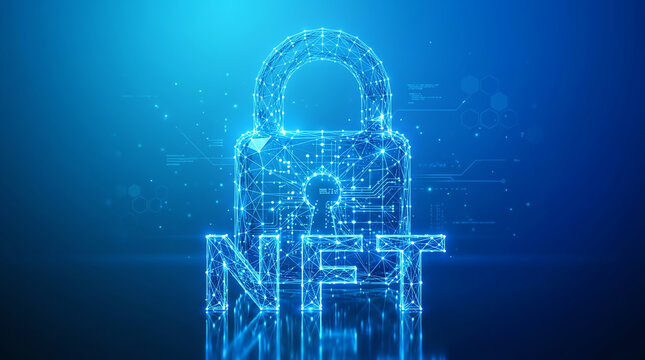 Digital NFT Security Lock Concept Modern Cyber