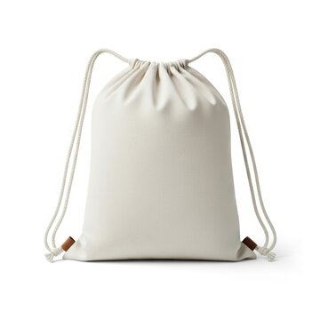 Simple white drawstring laundry bag with handles