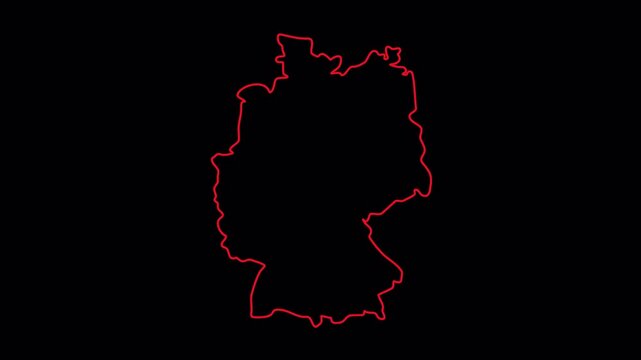 Animated borders drawing outline map of Germany, geographic borders of the country with wiggle, deutsch land, isolated on transparent background