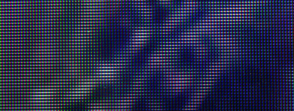 Panoramic led screen banner contains a horizontal blue gradient matrix display. Long digital display