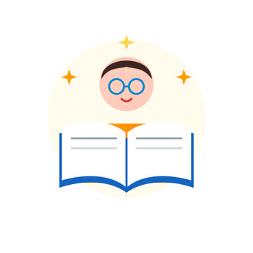 Student Reading Book Flat Vector Icon for Early Childhood Education