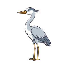 Fototapeta premium Illustrated heron with gray and blue feathers on white background.
