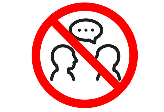 No talking sign with red prohibition circle transparent background