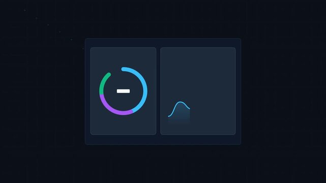 Minimalist UI UX Motion Render Animation of Web Browser Dashboard Interface on Dark Background