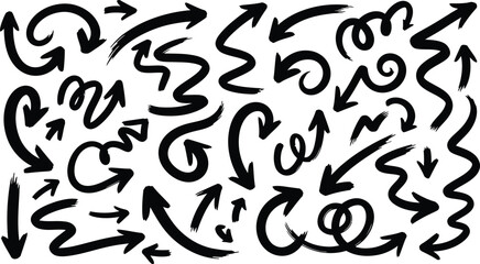 Fototapeta premium Curved directional arrow set with curved pointing symbols