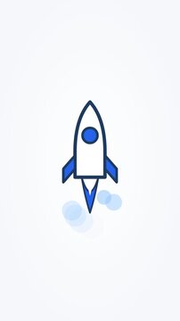 Animated rocket launch icon startup vertical 9x16 seamless loop