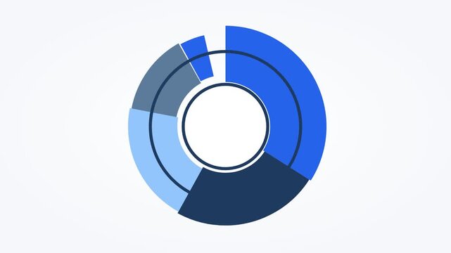 Animated pie chart icon segments horizontal 16x9 seamless loop