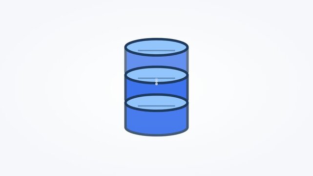 Animated database icon stacked cylinders horizontal 16x9 seamless loop