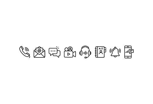 Website Communication Toolbar Outline Icons Set Editable Stroke Vector