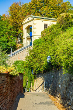 Historic Zagreb Funicular Railway and path to Upper Town, Zagreb, Croatia 