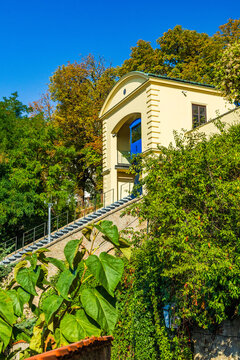 Historic Zagreb Funicular Railway and path to Upper Town, Zagreb, Croatia 