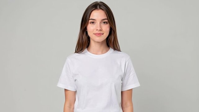 Young Woman in White T-shirt Looking Forward