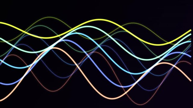 Abstract Motion Background With Glowing Colorful Sine Waves Moving in a Fluid Pattern