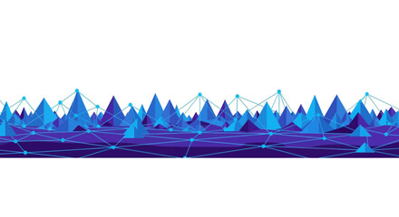 Obraz premium Abstract Blue Low Poly Digital Landscape with Network Connection Mesh