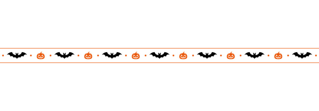 Halloween bat and jack-o&rsquo;-lantern pumpkin horizontal border design