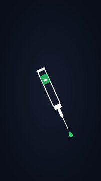 Animated syringe medical injection icon, vertical 9:16 seamless loop HD motion graphics icon