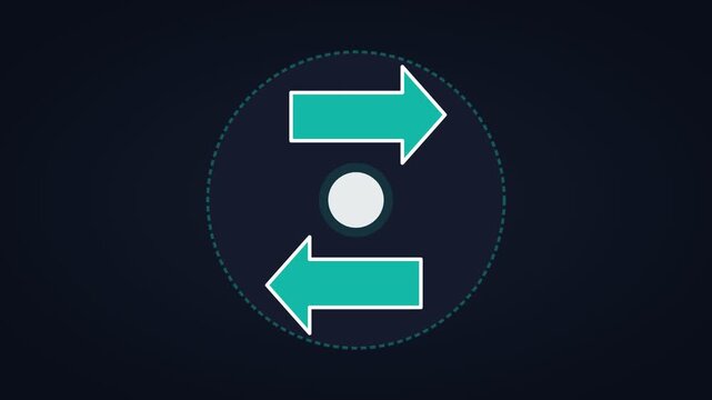 Animated sync refresh arrows rotating, horizontal 16:9 seamless loop HD motion graphics icon