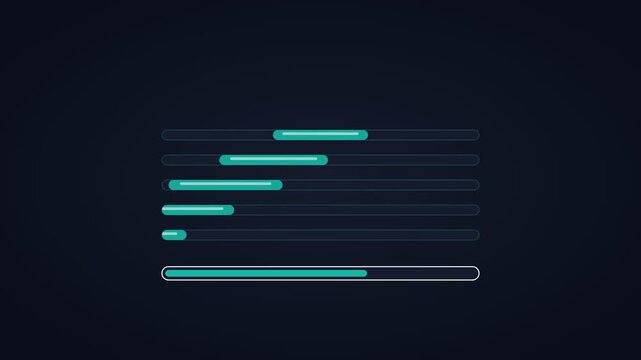 Animated horizontal progress bar loading, horizontal 16:9 seamless loop HD motion graphics icon