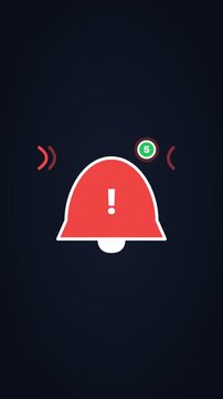 Animated market alert notification icon, vertical 9:16 seamless loop HD motion graphics icon