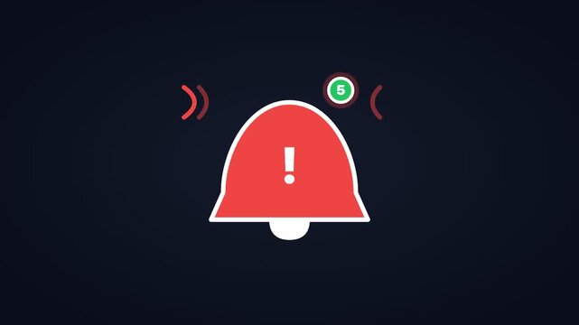Animated market alert notification icon, horizontal 16:9 seamless loop HD motion graphics icon