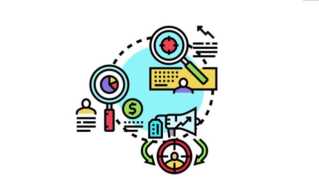 Market research workshops visualizing consumer analysis, business strategy, and target audience identification through data processing, financial insights, and effective communication channels